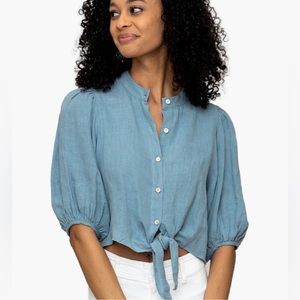 NEW Lanhtropy Bubble Crop Top Chambray